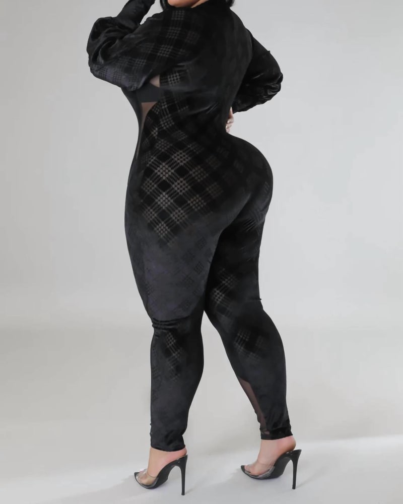 Black burn out mesh jumpsuit shop